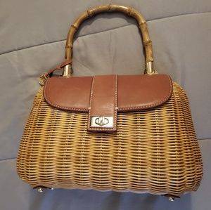 J McLaughlin Wicker Picnic Satchel